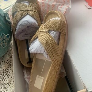 Easy Spirit Braided Crisscross Slide Mules in Tan